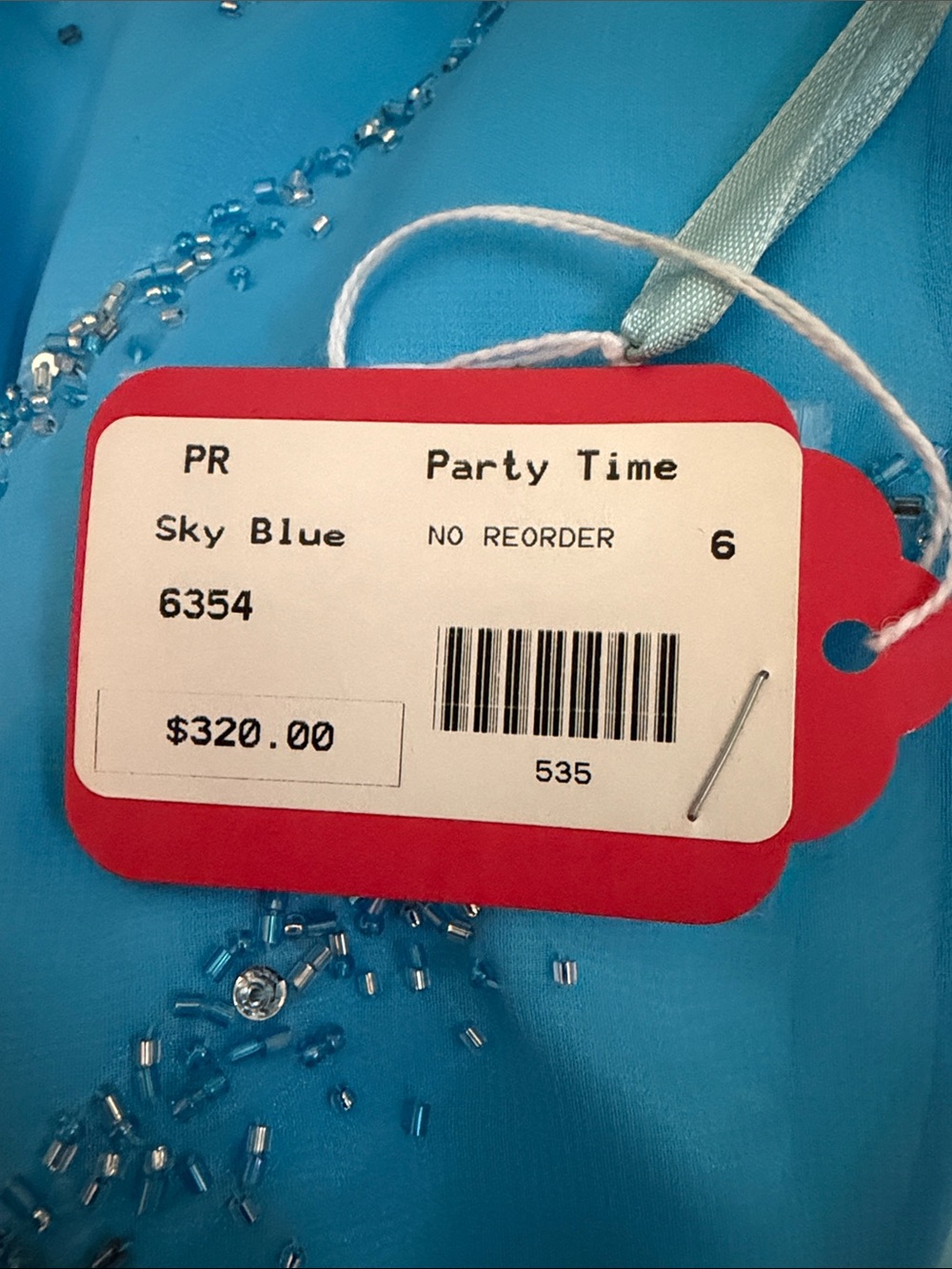 Girls' Sky Blue Beaded Formal Dress